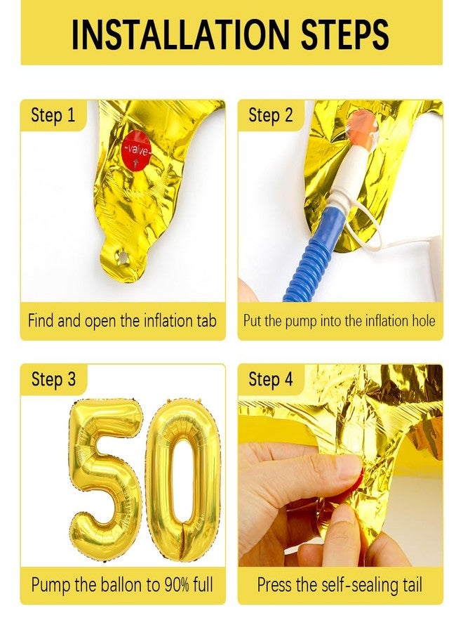 HQIOA 50 Balloon Number 40 Inch Gold Giant Number Balloons 50th Anniversary Balloons 50th Birthday Balloons 50th Birthday Decorations for Her 50th Anniversary Balloons 50 Years Old Number Balloon Decoration - Image 3